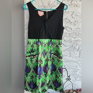 Phoebe Couture Mixed Media Sleeveless Dress